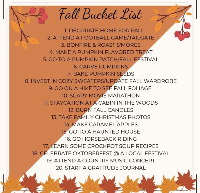 My Fall 2019 Bucket List