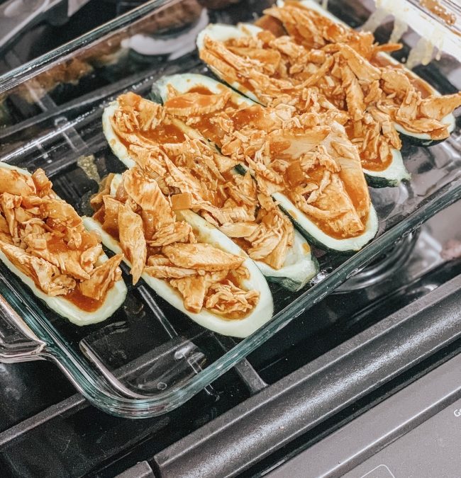 Healthy Chicken Enchilada Zucchini Boats